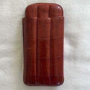Vintage "Budd Leather" 3 flute cigar case